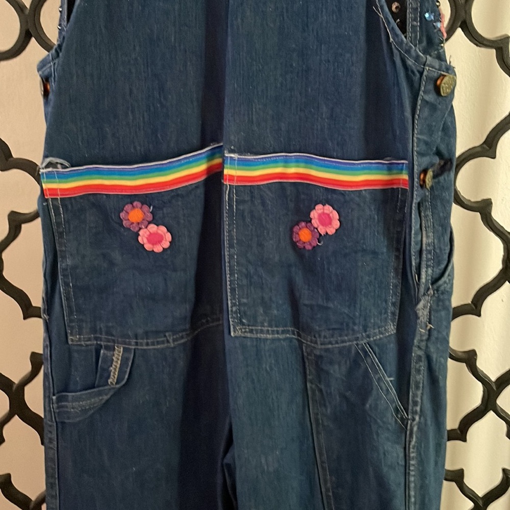 VTG 80s Embellished Women’s Denim Overalls with Appliqués - Picture 9 of 16